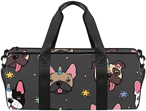 MUOOUM Doggicorn Pugs And French Bulldogs With Unicorn Horn Sports Gym Bag Travel Duffel Bag for Women and Men Luggage Handbag