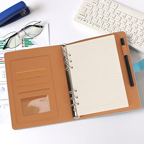 Colacoo A5 Notebook Binder, A5 Pu Leather Binder 6 Ring Planner Loose Leaf Personal Organizer Binder Cover For A5 Filler Paper, Binder Pockets,Refillable Inserts With Magnetic Buckle Closure- Blue #TOP5
