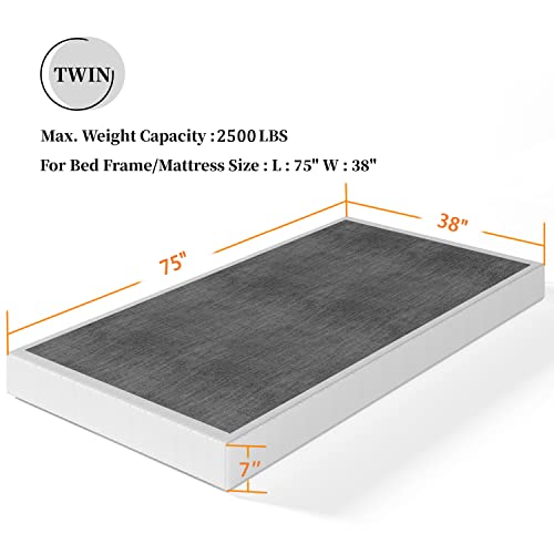Theocorate 7 Inch Twin Box Spring, Metal High Profile Spring, Heavy Duty Mattress Foundation, Easy Clean Cover, Quiet, Non-Slip, Simple Assembly #TOP2