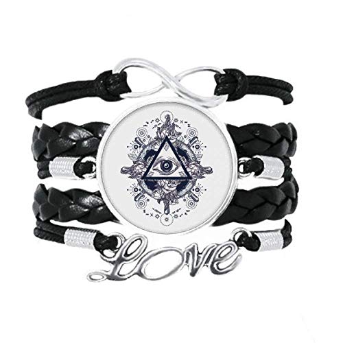 Bracelet en cuir torsadé avec motif fleur et triangle pour homme et femme
