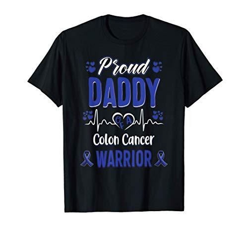 proud Daddy Colon cancer warrior awareness ribbon Blue Camiseta