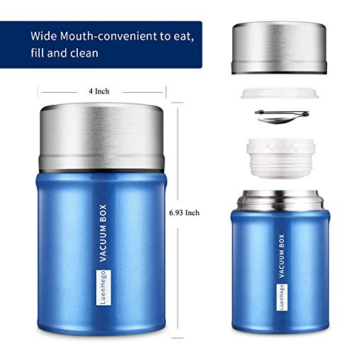 Luenhego Insulated Food Jar 26 Oz Wide Mouth Thermoses Stainless Steel School Lunch Container Leak Proof Vacuum Thermal Flask With Folding Spoon For School Office Picnic Travel Outdoors - Royal Blue #TOP4