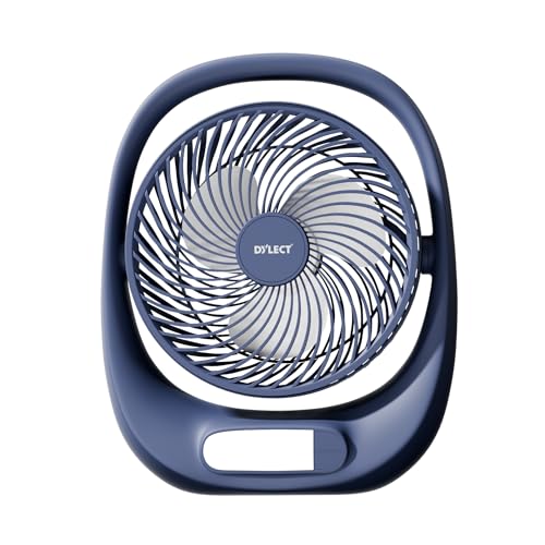 Dylect® Briza 180 Portable Rechargeable Fan | 3600mAh Battery | TruSilent BLDC Motor | 3-Speed | Up to 11h Runtime | USB Charging | Built-in LED Light | Ideal for Desk, Kitchen & Travel | Blue