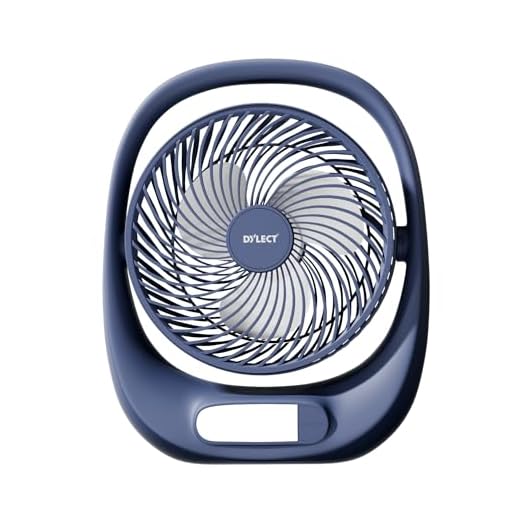 Dylect Blue Briza Portable Rechargeable Table Fan with 3600mAh Battery, 3 Speed Modes, TruSilent BLDC Motor, USB Charging, Built-In LED Light, Up to 11 Hours Runtime for Home, Kitchen, Office & Travel