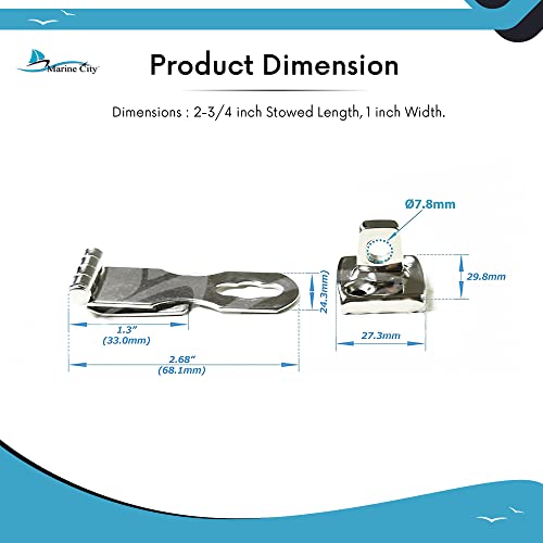 MARINE CITY 316 Grade Stainless Steel Easy Install Door Hasps Heavy Duty Swivel Safety Hasp with Turning Padlock Eye Mount Catch Latch Lock for Marines Boat (2-3/4"× 1") - Image 5