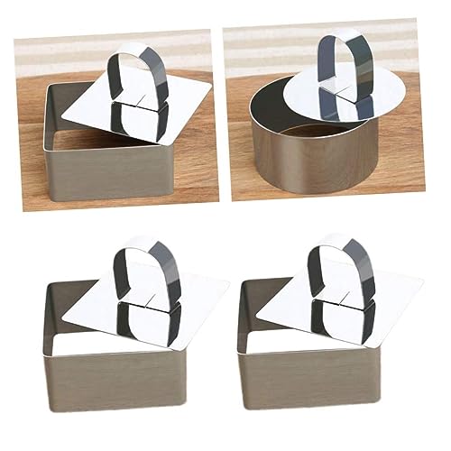 Cabilock 430 Acero Inoxidable Anillo Tarta Aro Pasteleria Con Empujador Molde Para Mousse Cortadores De Pasteles 2pcs