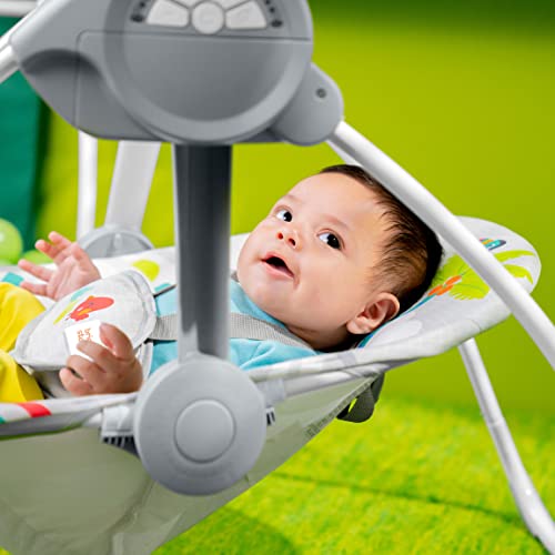 Image of Bright Starts Playful Paradise Portable Compact Automatic Baby Swing with Music, Unisex, Newborn +