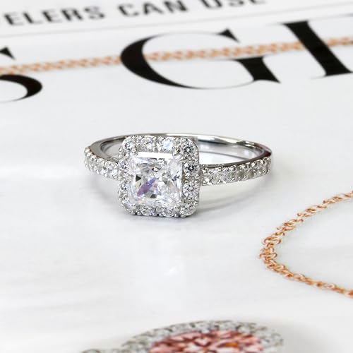DoubleAccent Sterling Silver Princess Cut Cubic Zirconia Solitaire Engagement Ring 9MM (Size 5 to 10)2