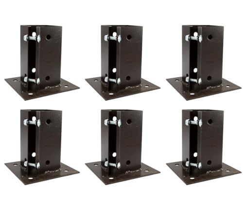 6 x Fence Post Holder 50mm posts Support Bolt Down Shoe Anchor Clamp Grip Brown for 50mm x 50mm posts (2) Eliza Tinsley Swiftpost, Pack of 6