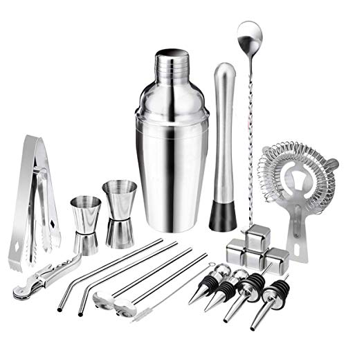 Cocteleras de acero inoxidable con 22 piezas de barware para bartender de 550ml