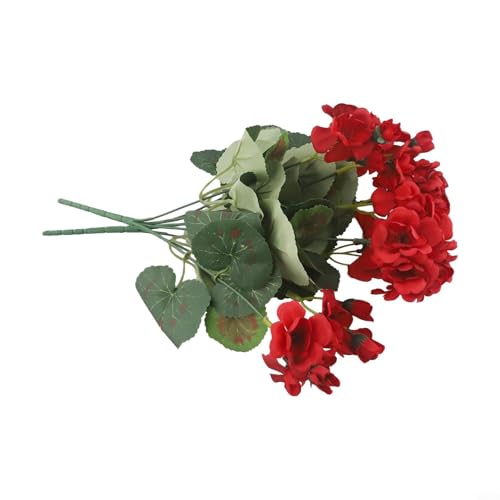 Juego de 2 plantas de geranio de seda realistas en rojo, complemento perfecto para cualquier entorno interior o exterior