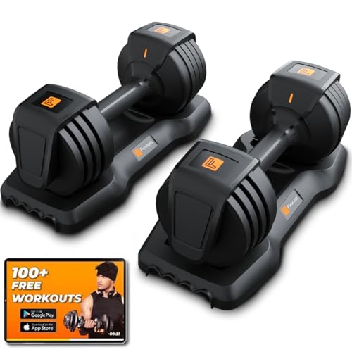 Flexnest neoprene Adjustable Dumbbells, Designed-in-Germany, Easy Weight Adjustment, For Home Workout, Gym Exercise Set For Men & Women (Black, 11kgs - Set of 2)