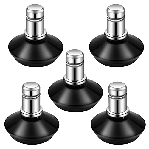 uvce Bell Glides - Ruedas giratorias de repuesto para silla de oficina a ruedas fijas fijas, taburete de perfil bajo con almohadillas de fieltro autoadhesivas separadas, color negro, 5 piezas