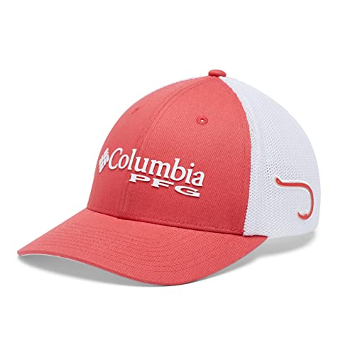 Columbia Unisex Pfg Logo Mesh Ball Cap - High, Red Hibiscus/White/Hook, Small/Medium #TOP3