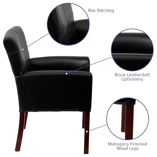 Flash Furniture Taylor LeatherSoft Upholstered Executive Side Reception Chair, Lobby Chair with Cushions and Padded Arms, Black by Flash Furniture - Image 5
