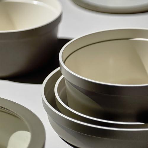 Image of Carote 21pcs Ceramic Cookware Set with Detachable Handles, Pots and Pans Set Non Stick, RV Kitchen Cooking Pot and Pan, Dishwasher Safe, Non-toxic Induction Cookware PFAS and PFOA Free, Olive Green