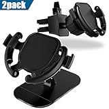 GONJOY Car Phone Mount, Car Mount 360° Rotation & Holder Cable Clip,Universal Stick on Dashboard and Upgrade Air Vent Clip with 2-Level Adjustable Clamp[2 Pack]