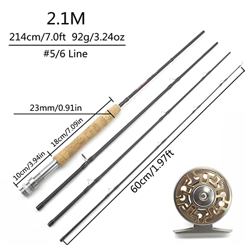 SUNXK Canna da pesca a mosca da 2,4 m 2,7 m Combos...