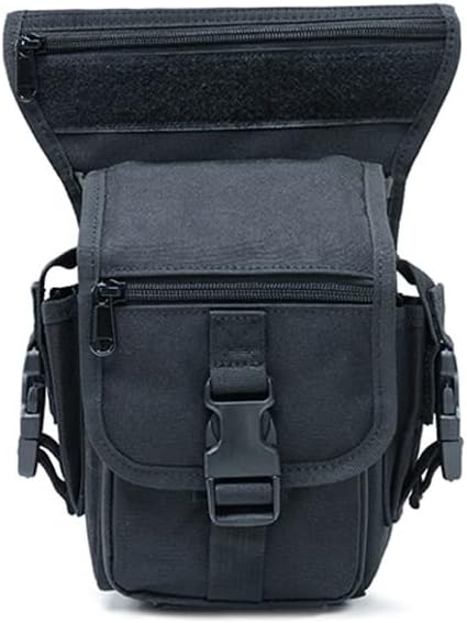 Bolsa táctica de camuflaje de pierna Versipack bolsa de senderismo para deportes al aire libre, Negro -