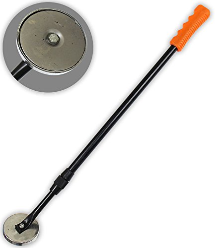 TRUVUE 50 lb. (22.7 kg) Capacity Extension Pick-Up Magnet | 24" - 36" (61 cm-91.4 cm) Adjustable Length | 3" (7.6 cm) Diameter Head | Ergonomic Grip | Great for Picking Up Nails, Screws, Bolts, Metal