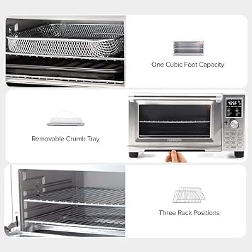 Nuwave Bravo Air Fryer Toaster Smart Oven, 12-in-1 Countertop Convection, 30-QT XL Capacity, 50-500F Temperature Controls, Top and Bottom Heater Adjustments 0%-100%, Brushed Stainless Steel Look