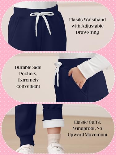 Image of Resinta 3 Pack Toddler Girls' Fleece Pants Baby Casual Pull On Active Sweatpants Warm Joggers with Pockets Drawstring