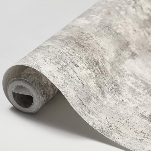 Grey Cove Wallpaper Concrete Effect Wallpaper Luxury Wall Paper with Distressed Pattern, Industrial Textured Finish & Metallic Detailing for Living Room, Bedroom, Fireplace （Charcoal）