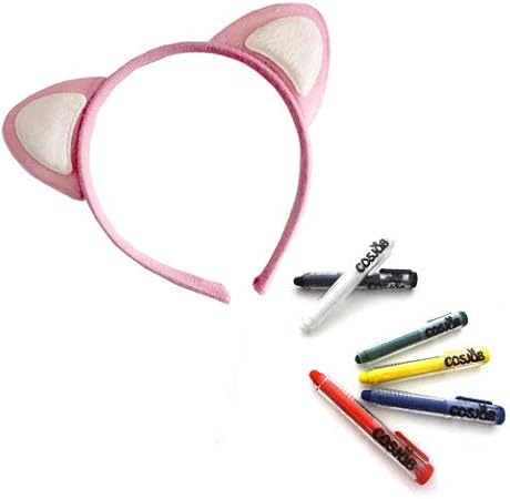 Amazon Cosjob ネコ耳 仮装 フェイス ペイント 6色 付き 2点セット 328 Halloween ハロウィン 変装 仮装 衣装 コスプレ 猫 耳 ボディ ペイント ねこ ネコ ミミ 子 供 キッズ ピンク キッズコスチューム