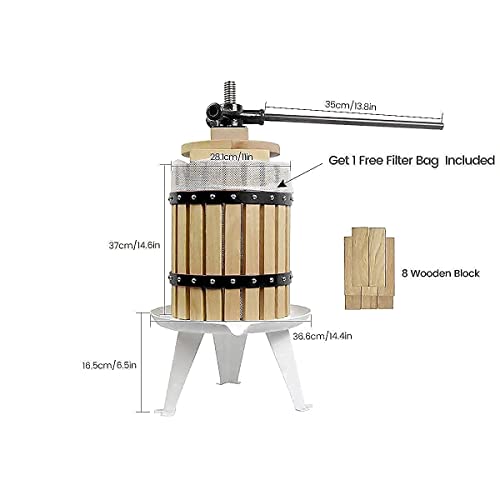 Image of SQUEEZE master Fruit Apple Cider Wine Classic Press- 4.75 Gallon /18L-Solid Wood Basket with Fruit Apple Wine Classic Crusher -7 Litre /1.8Gallon