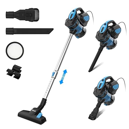 INSE Corded Vacuum Cleaner, 18000Pa Corded Stick Vacuum Cleaner, 600W Powerful Motor Corded Floor Vacuum Cleaner - Blue
