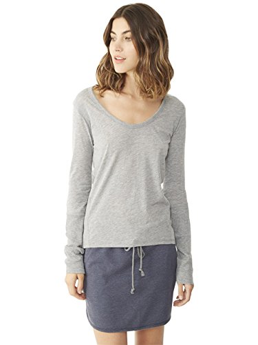Alternative Women's Scoop Neck T Shirt Ls, Heather Grey, X-Small