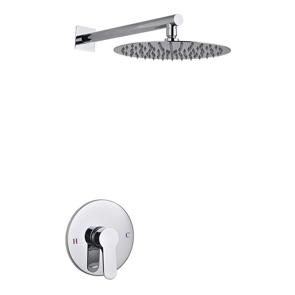 Ensemble de douche encastré moderne en chrome avec douche de tête ronde de 20 cm pour la maison