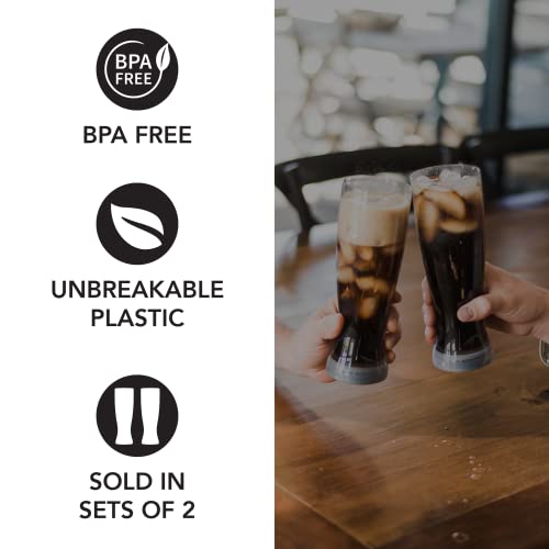 Mighty Mug Untippable Pilsner Glass (Set Of 2), Unbreakable Tritan Hard Plastic, No Spill Smartgrip Technology, Bpa-Free, 24Oz #TOP3