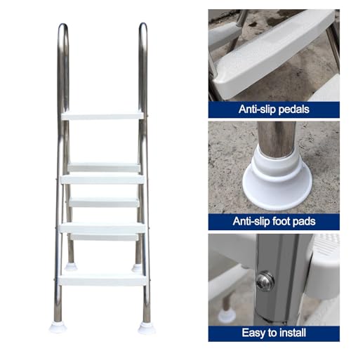 Escalera para piscina de acero inoxidable 3 peldaños miniatura 4