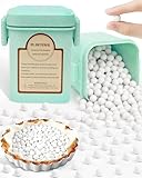 PLANTIONAL Pie Weights - 1.5 LB Ceramic Stoneware Beans in Wheat Straw Container for Blind Baking Pastry Crusts (Green)