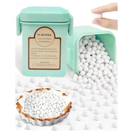 PLANTIONAL Pie Weights For Baking: 1.32 LB 10mm Baking Ceramic Beans Pie Crust Weights With Wheat Straw Container For Blind Baking Pastry(Green)
