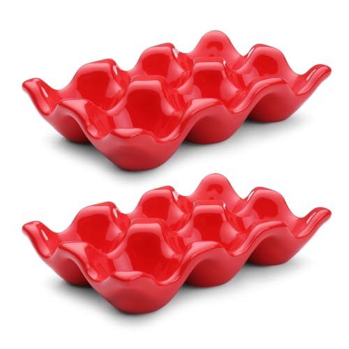 Flexzion Keramik-Eierhalter für 6 Eier – Porzellan-Eierablage für ein ganzes Dutzend, Aufbewahrungs-Organizer… – Ansicht 1
