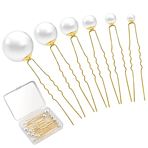 QIUTIMIY 18 Pack Pearl Hair Pins for Bridal Wedding Women Hair Jewelry Accessories, with Clear Container
