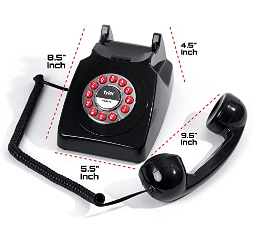 Teléfono Retro Tyler con Cable y Botones Grandes Negro miniatura 6