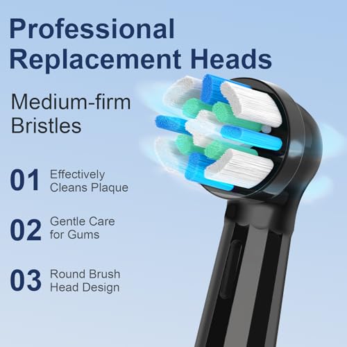 6 Pcs Replacement Toothbrush Compatible with Oral B IO 2 3 4 5 6 7 8 9 10 Electric Toothbrushes, Brush Head with Medium-Firm Bristles Designed for Daily Cleaning Compatible with IO (Black/White) — view 4