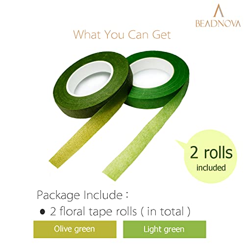 Beadnova Floral Tape 1/2Inch Flower Tape Mix Green Floral Tape For Bouquets Floral Arranging Stem Wrap Craft (Light Green And Olive Green, Total 60Yards) #TOP2
