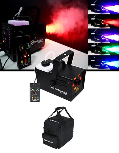 Máquina de humo Rockville R1200L con luces LED RGB y bolsa RLB25 miniatura 1