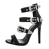  Ital-Design Damenschuhe Sandalen & Sandaletten High Heel Sandaletten Synthetik Schwarz Gr. 38
