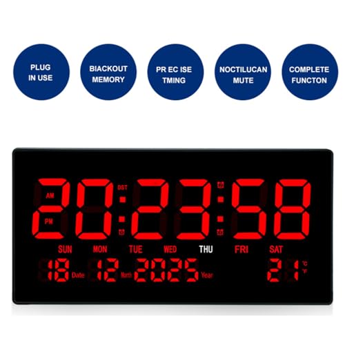 Horloge murale numérique pour lisibilité difficile avec écran LED clair