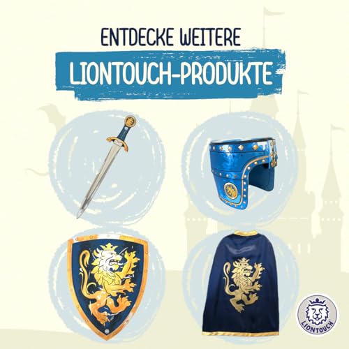 Liontouch - Edle Ritteraxt für Jungen, Blau - Für Kinder von 3-8 Jahren | Mittelalterliches Schaumstoffspielzeug mit goldenem Löwenmotiv | Sicheres Zubehör für Verkleidung & Ritterkostüme