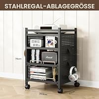 Sightlife Eckregal Stehend mit 4 Ebenen Standregal Eckregal Beistelltisch Audio Rack Nachttisch Side Table Schallplattenständer Bücherregal Eck-Stereo-Ständer Mit Rollen – Ansicht 4