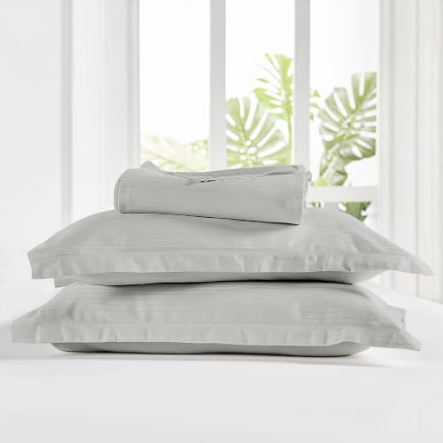 Image of myTrident Bedsheet for Double Bed King Size | 108 inch x 108 inch | Snow Flake | 210 TC, 100% Cotton Flatsheet with 2 Pillow Covers, Satin Stripe, Classic Style Me Solid Collection