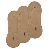 POLO RALPH LAUREN Men's Dress Liner Socks 3 Pair Pack - Lightweight Cotton Comfort with Non-Slip Heel, Beige, 6-12.5