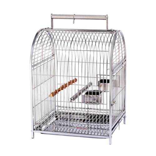 Duże przenośne nosidełko dla ptaków, metalowa klatka podróżna ze stali nierdzewnej 304, dla papug, gołąbków, afrykańskiej szarości, Conure - woliera dla ptaków na zewnątrz
