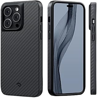 PITAKA iPhone 14 Pro Protective Case - Military Grade Shockproof iPhone 14 Pro Case Compatible with MagSafe, Aramid Carbon Fibre Crafted [MagEZ Case Pro 3] - Black